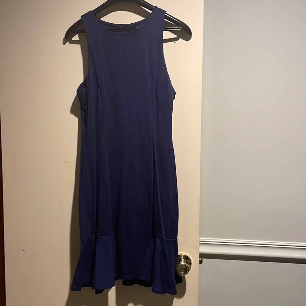 Sleeveless deep periwinkle blue dress with flirty ruffles